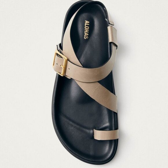 Alohas Siren Onix Stone Beige Leather Sandals - Picture 2 of 6